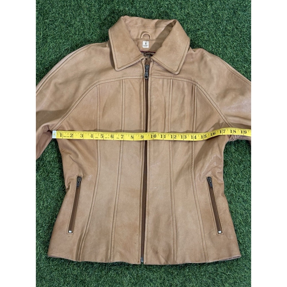 Wilsons Leather Jacket Womens Large Brown Genuine Edgy Biker Moto Zip Up - Picture 12 of 16